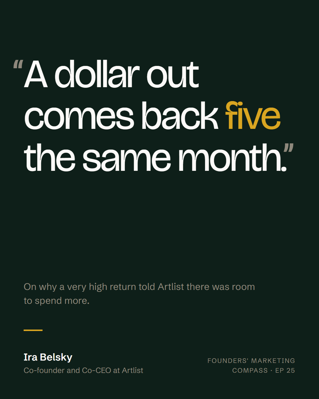 Ira Belsky: "A dollar out comes back five the same month."