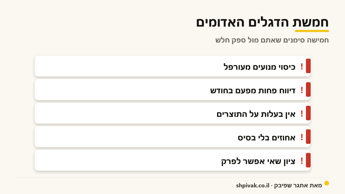 חמשת הדגלים האדומים: חמישה סימנים שאתם מול ספק חלש.